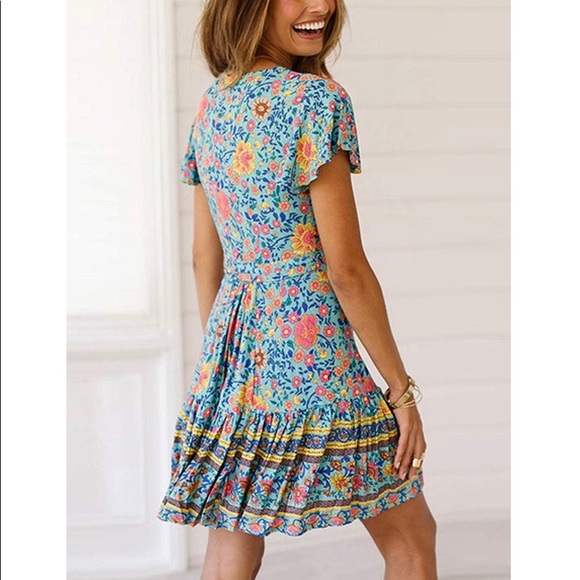 Bright & Colorful Wrap Dress - Picture 2 of 6